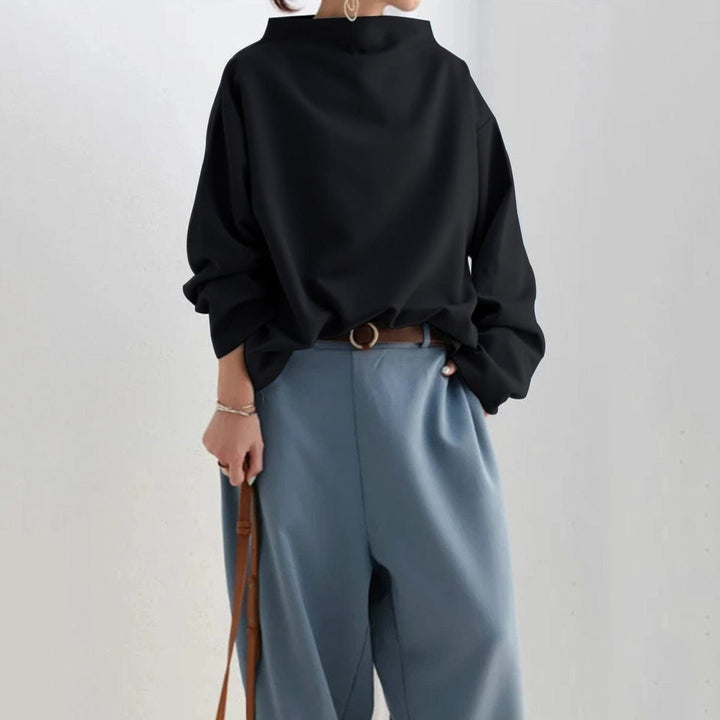 Women's High Neck Relaxed Blouse - Effortless Elegance