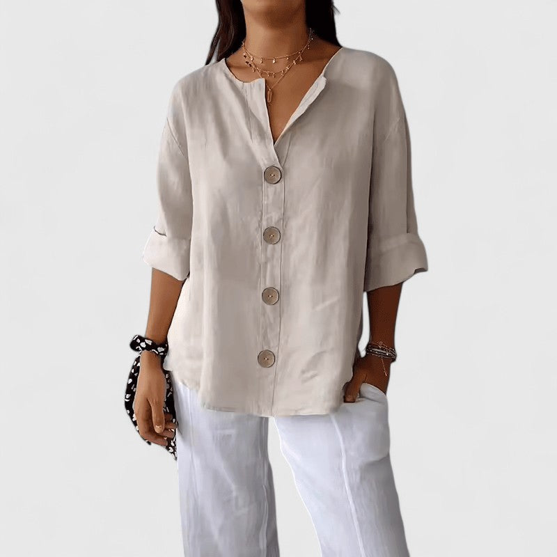 Women's Cotton-Linen Blouse - Effortless Summer Style