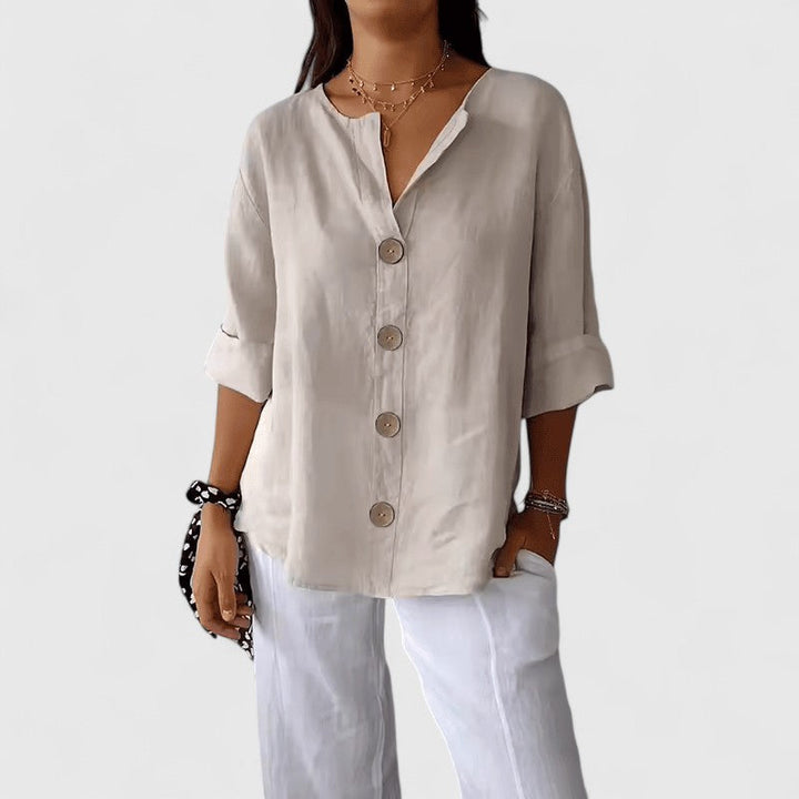 Women's Cotton-Linen Blouse - Effortless Summer Style