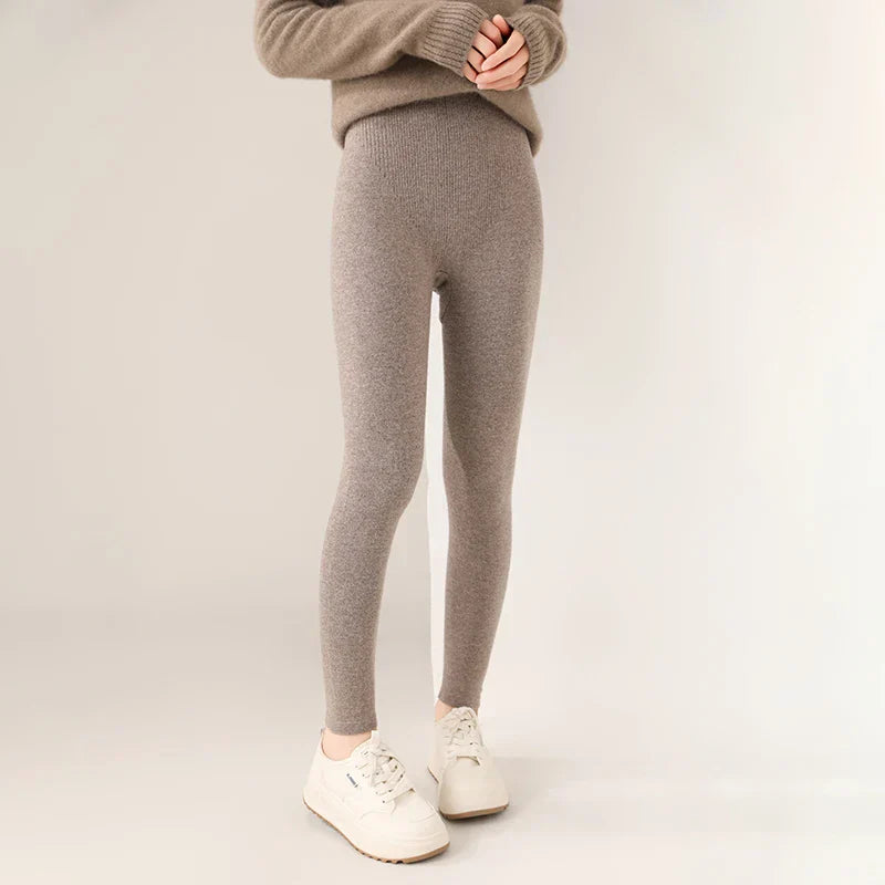Women's Ribbed Wool Leggings – High-Waisted Winter Comfort