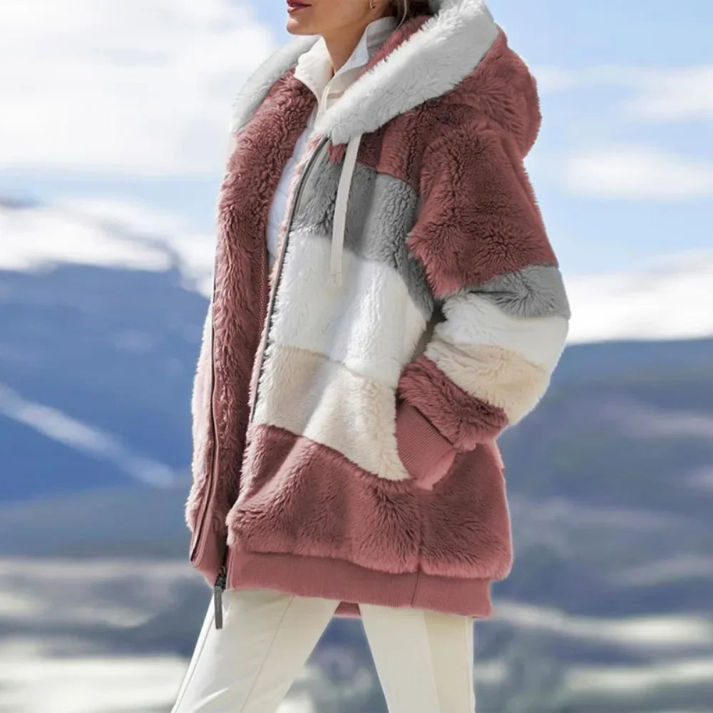 Women's Hooded Cashmere Coat - Elegant Winter Warmth