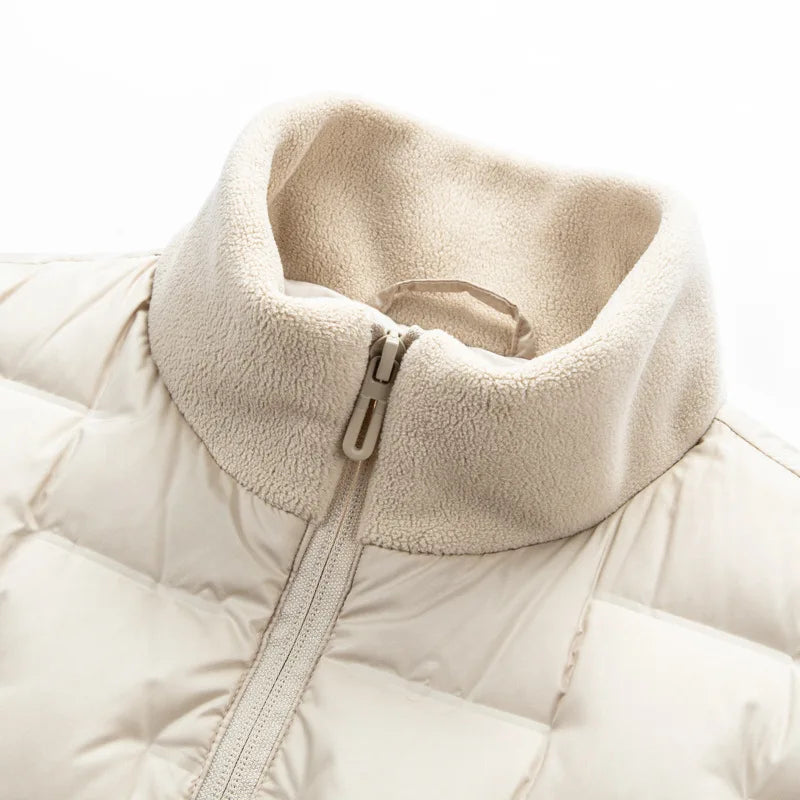 Men's Quilted Jacket – Fleece-Sleeve Insulated Hybrid Layer