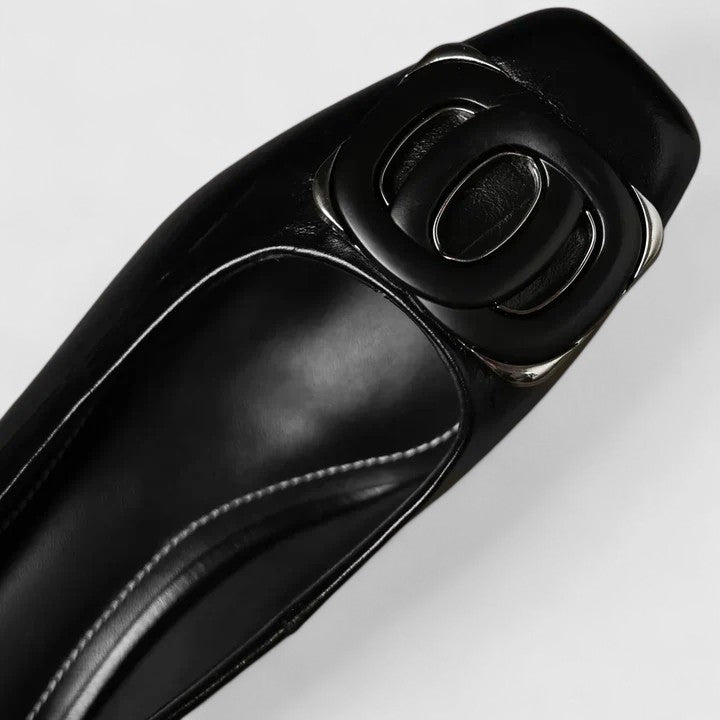 Women's Elegant Square Buckle Block Heels - Effortless Everyday