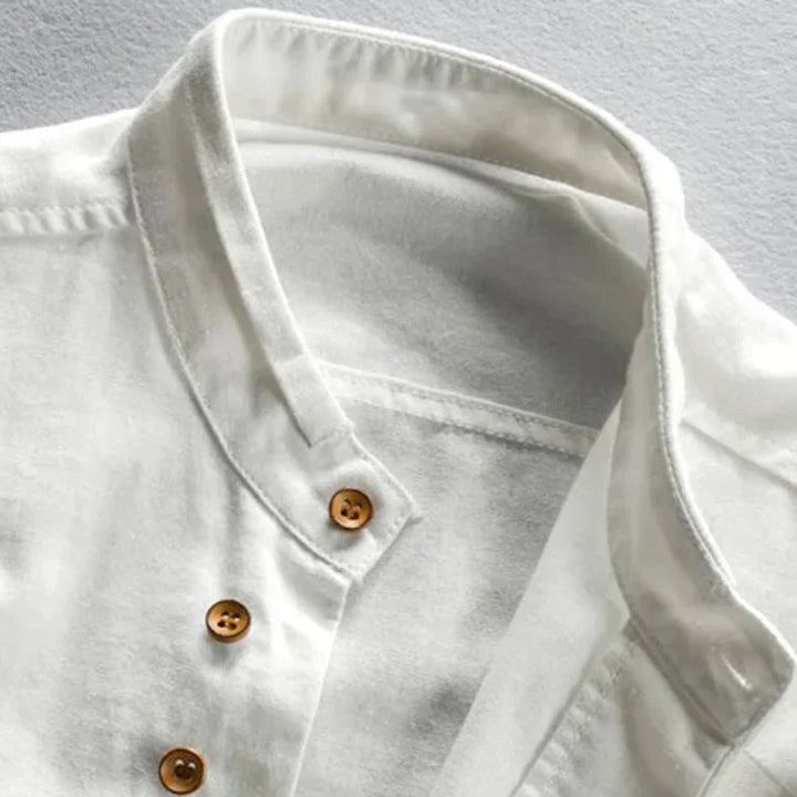 Men's Organic Cotton Shirt – Stand Collar Smart Casual