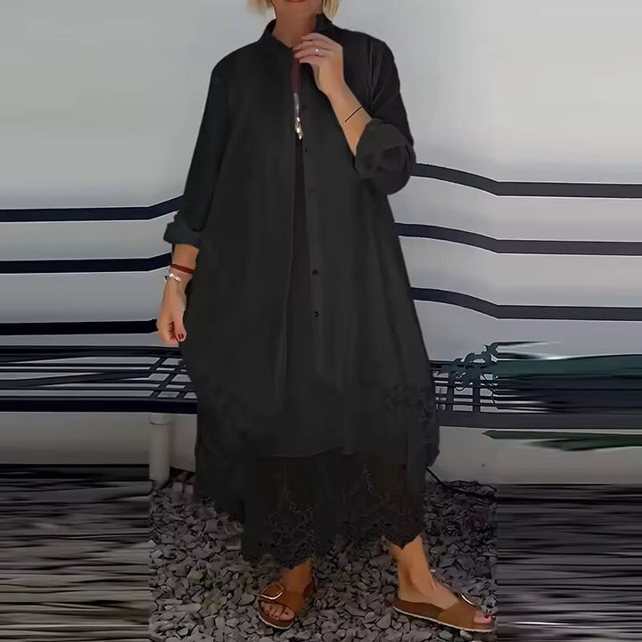Women's Lace Dress and Cardigan Set - Polished & Versatile