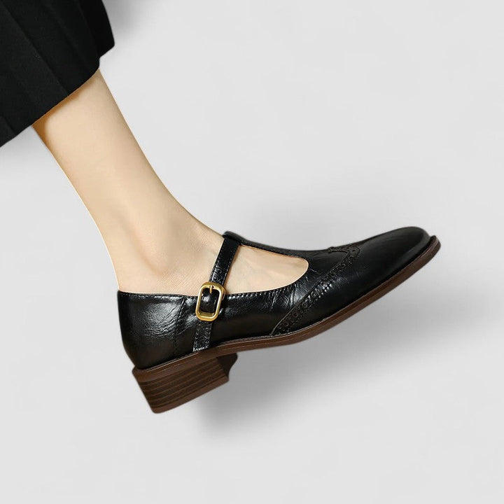 Women's Leather T-Strap Mary Jane Shoes - Classic & Comfortable