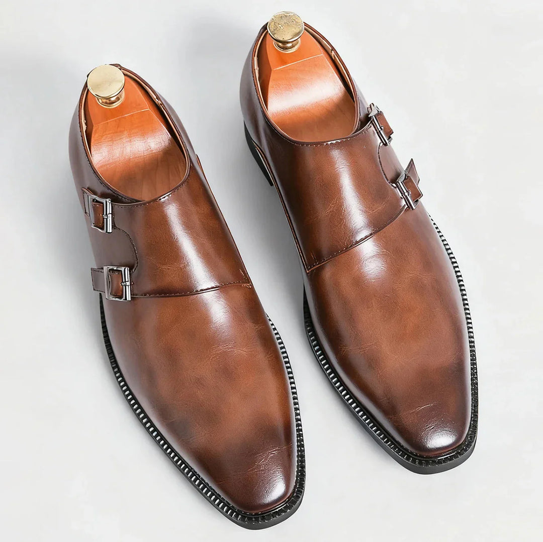 Men's Leather Monk Strap Loafers – Smart Casual Dress Shoes