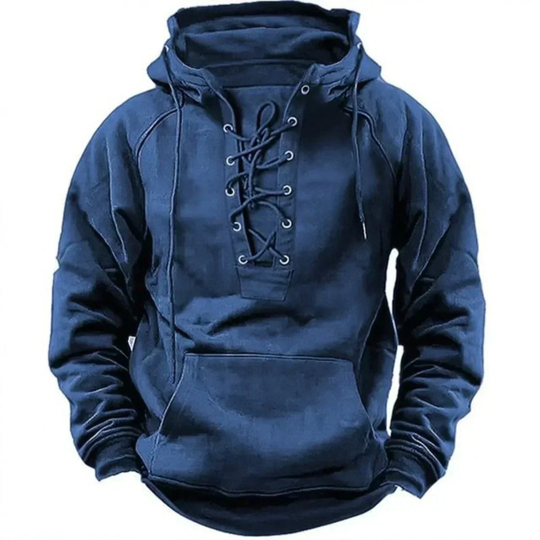 Women's Cotton Blend Retro Lace-Up Hoodie - Durable & Water-Resistant
