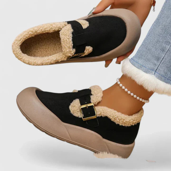 Women's Suede Buckle Slippers - Cozy Comfort at Home