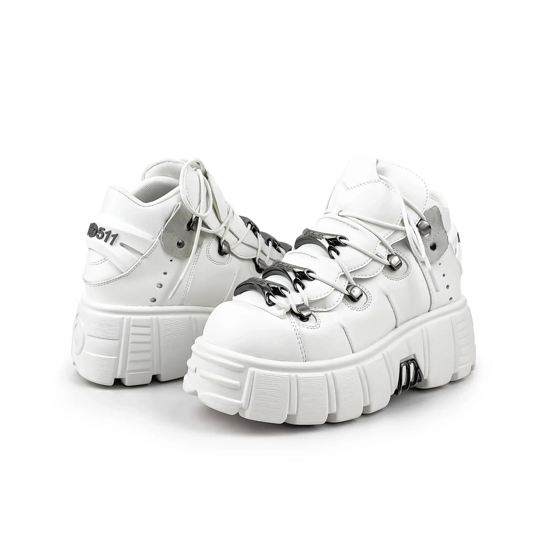 Women's Punk Ankle Boots - Edgy Platform with Lace-Up Detail