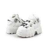 Women's Punk Ankle Boots - Edgy Platform with Lace-Up Detail