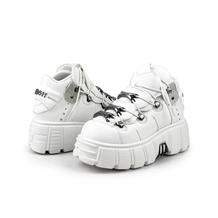 Women's Punk Ankle Boots - Edgy Platform with Lace-Up Detail