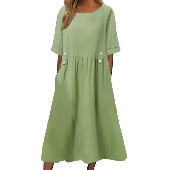 Women's Striped Cotton Midi Dress - Casual Elegance