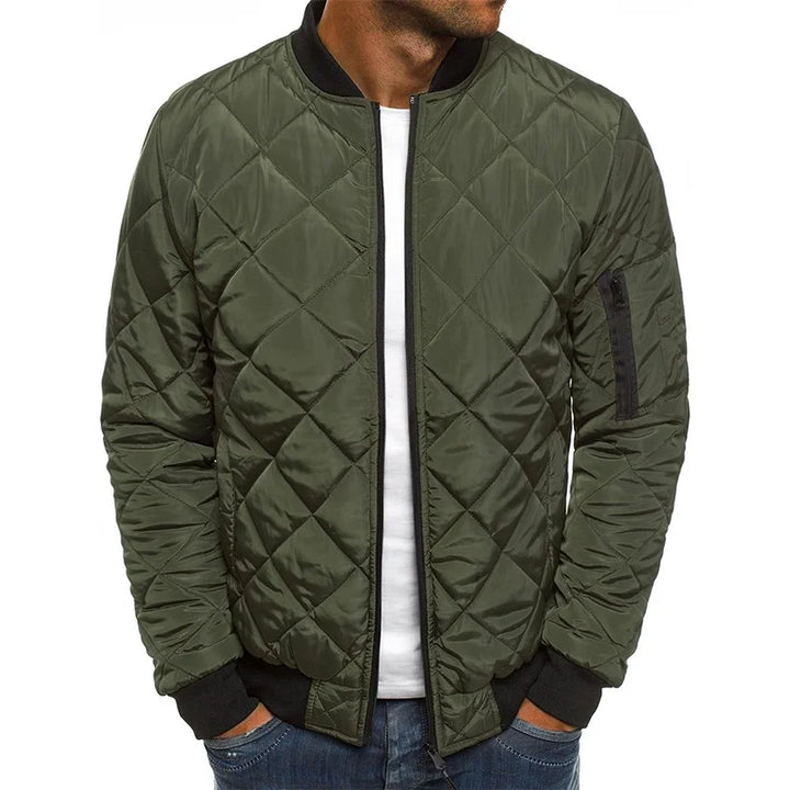 Men's Diamond Print Casual Spring Jacket - Everyday Spring Layer