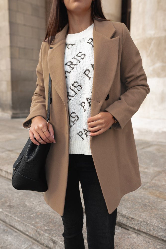 Women's Elegant Lapel Coat - Timeless Warmth and Style