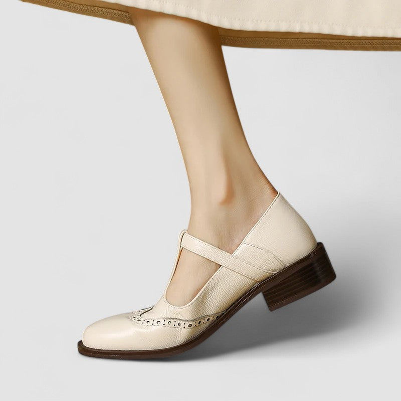 Women's Leather T-Strap Mary Jane Shoes - Classic & Comfortable