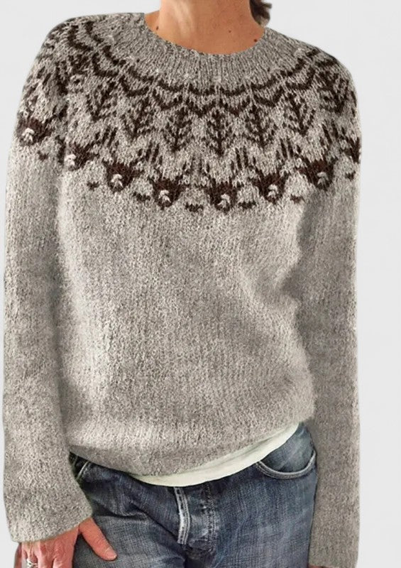 Women's Nordic Knit Sweater - Warm, Playful Winter Style