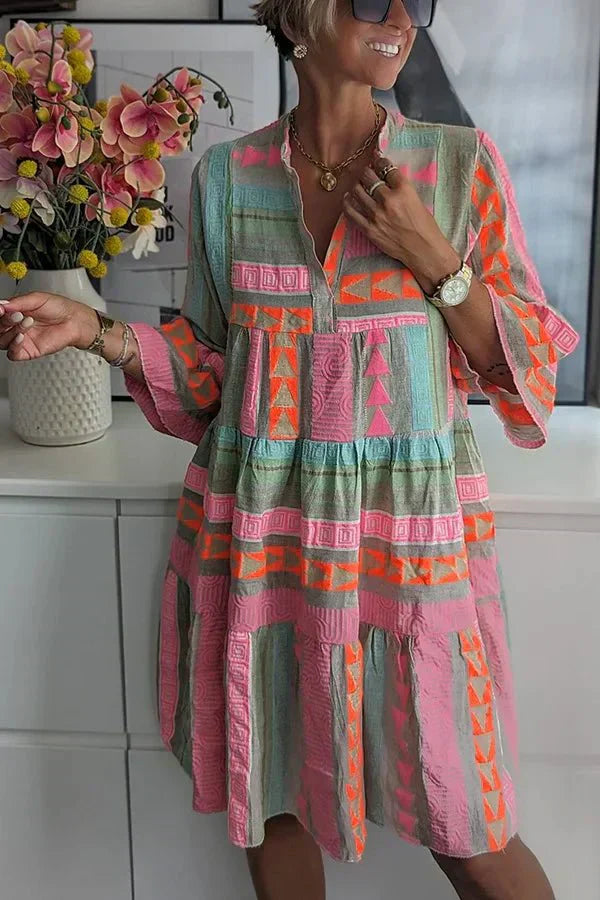 Women's Retro Linen Cotton Rayon Dress - Vintage-Inspired Elegance
