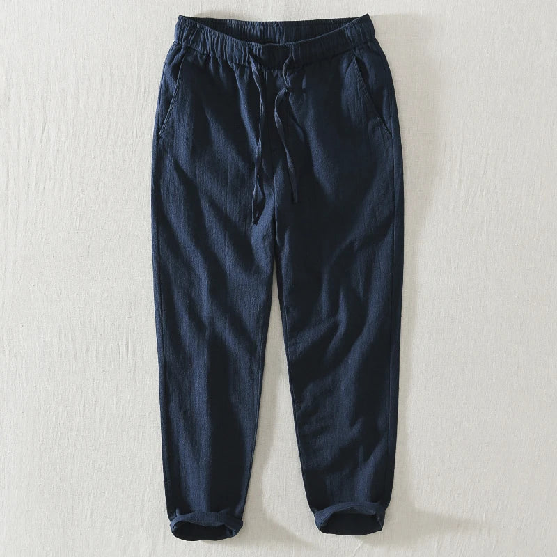 Men's Linen Relaxed-Fit Trousers – Breathable Japanese Style