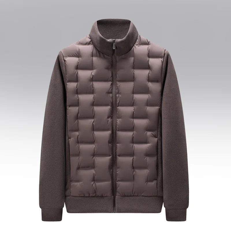 Men's Quilted Jacket – Fleece-Sleeve Insulated Hybrid Layer