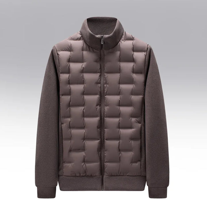 Men's Quilted Jacket – Fleece-Sleeve Insulated Hybrid Layer