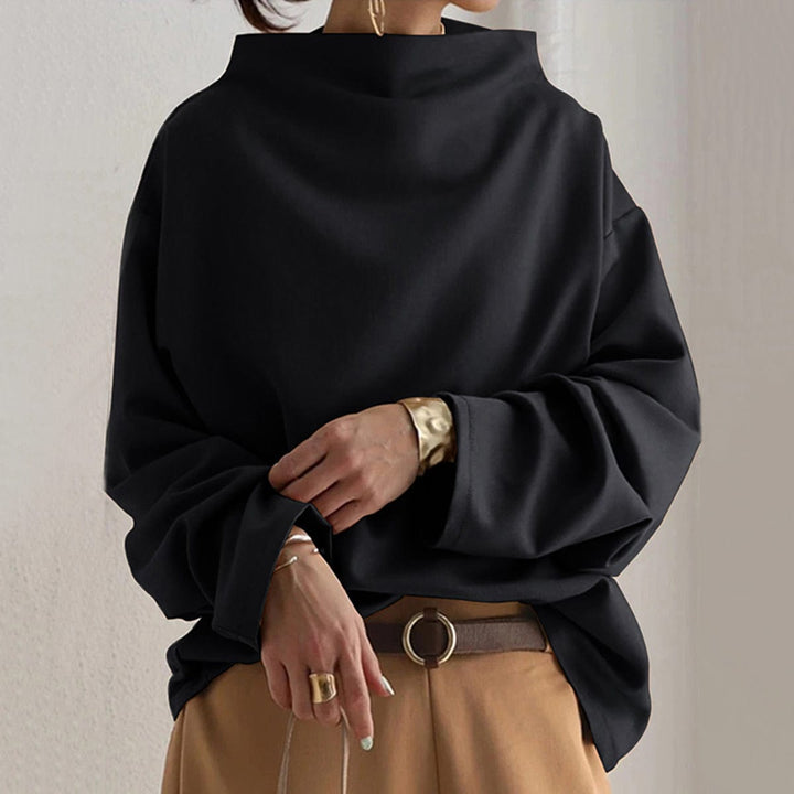 Women's High Neck Relaxed Blouse - Effortless Elegance