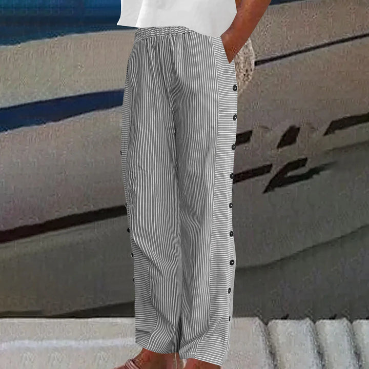 Women's Sharon Striped Button-Up Pants - Breezy Coastal Fit