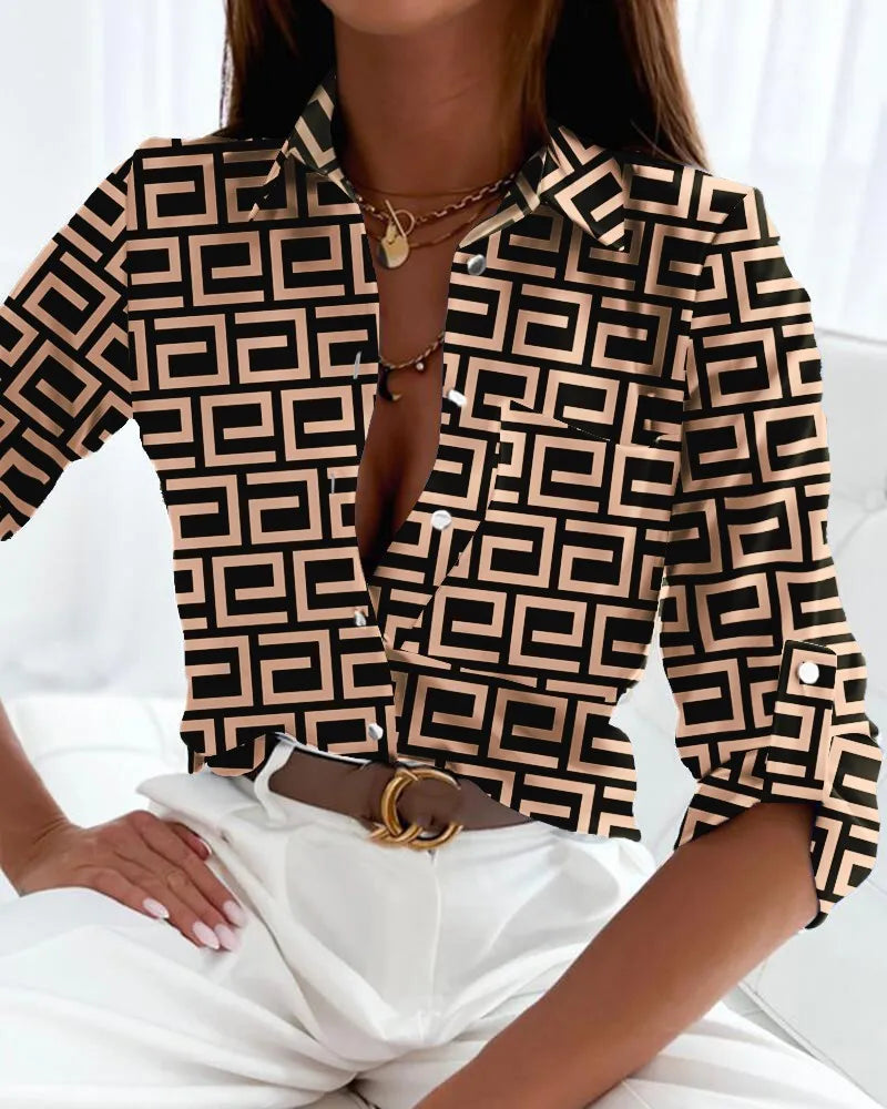 Women's Printed Blouse - Artistic Design for Everyday Elegance