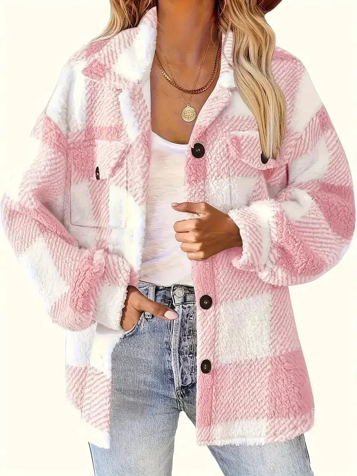 Women's Cozy Button-Up Jacket - Soft, Warm, and Versatile
