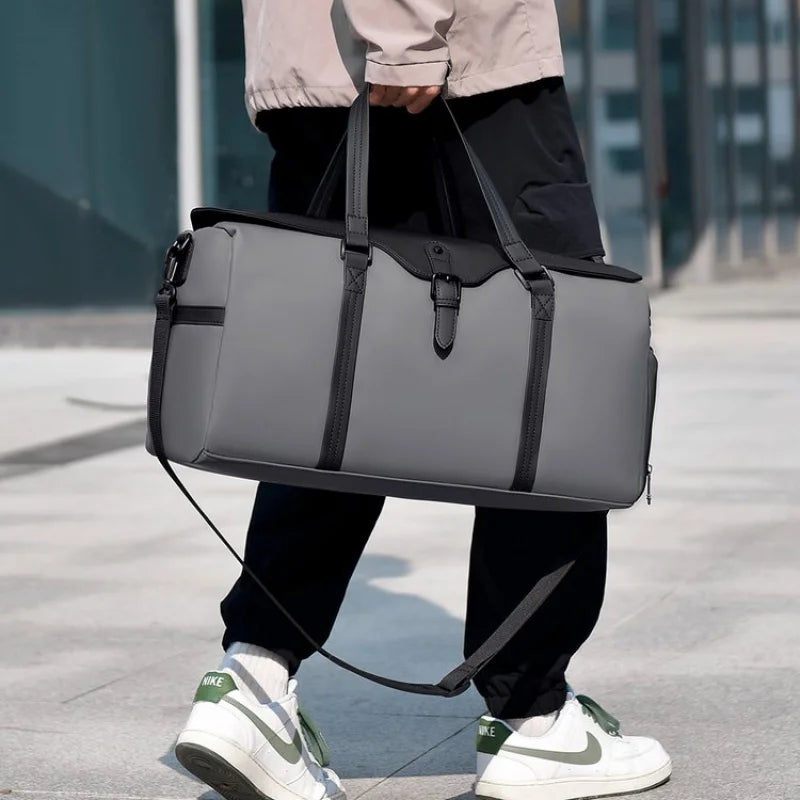 Men's Leather Trim Weekender Duffle - Travel Holdall Bag