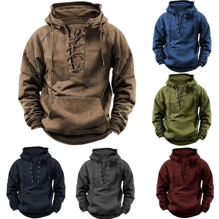 Women's Cotton Blend Retro Lace-Up Hoodie - Durable & Water-Resistant