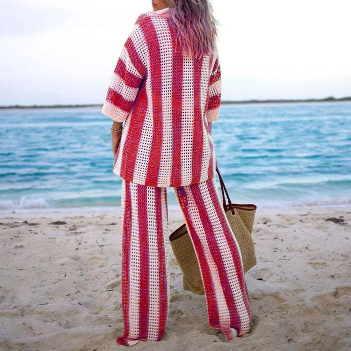 Women's Striped Crochet Summer Set – Bohemian Chic