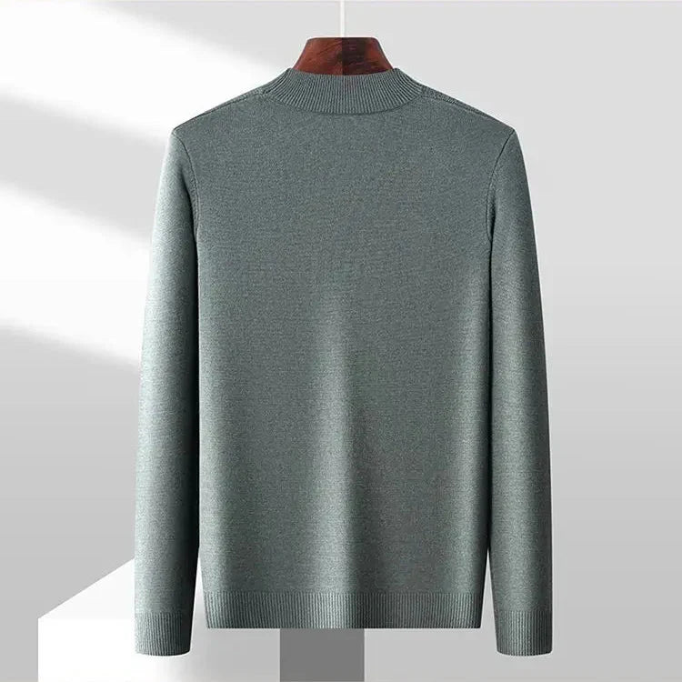 Men's Jacquard Knit Jumper – Textured Mock Neck Sweater