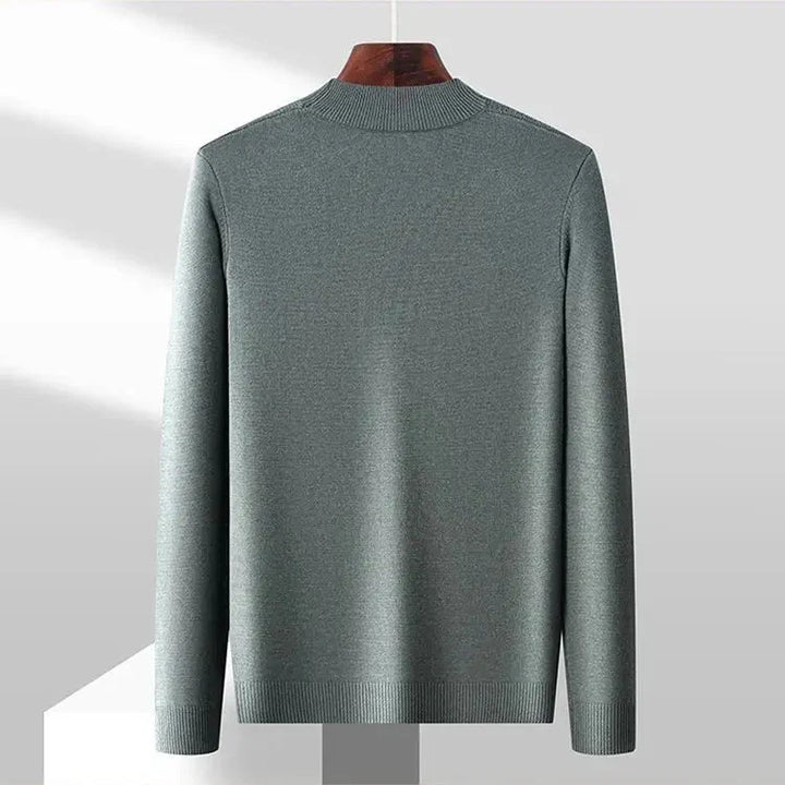 Men's Jacquard Knit Jumper – Textured Mock Neck Sweater