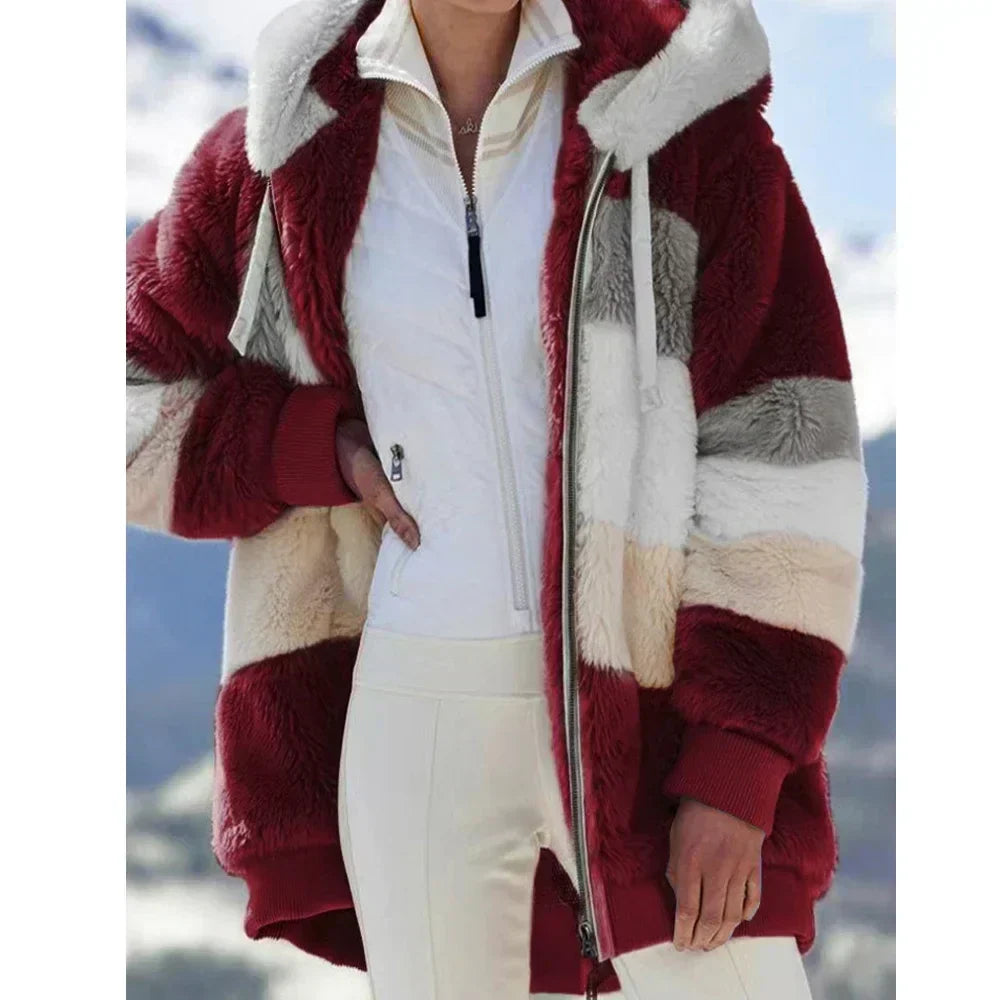 Women's Hooded Cashmere Coat - Elegant Winter Warmth
