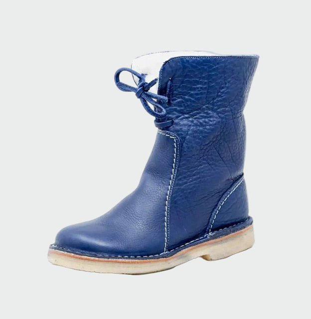 Women's Wool-Lined Waterproof Leather Ankle Boots - Winter Boots