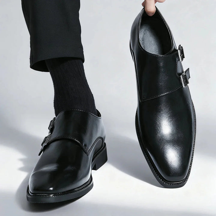 Men's Leather Monk Strap Loafers – Smart Casual Dress Shoes