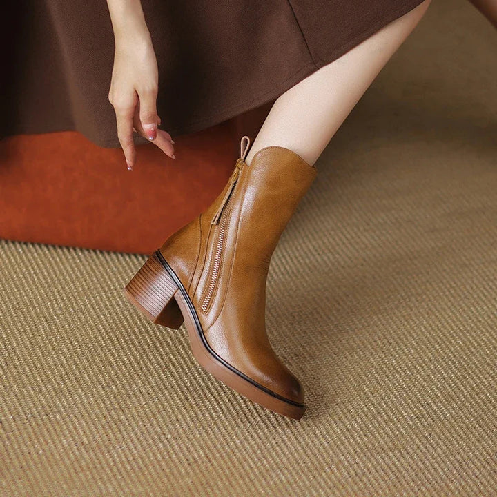 Women's Leather Ankle Boots - Timeless Elegance for Every Step