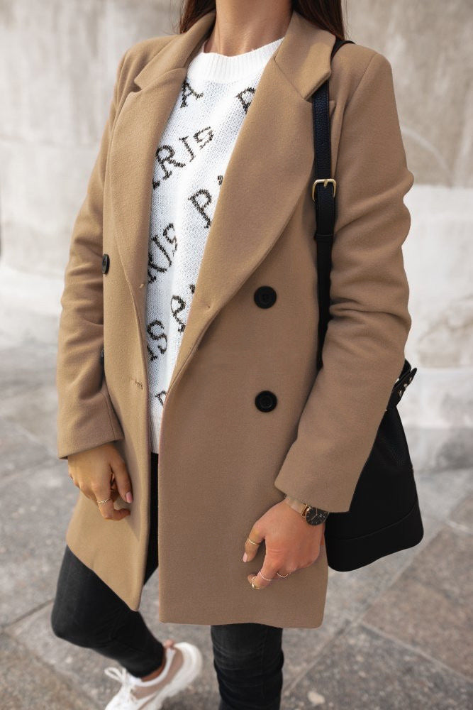 Women's Elegant Lapel Coat - Timeless Warmth and Style