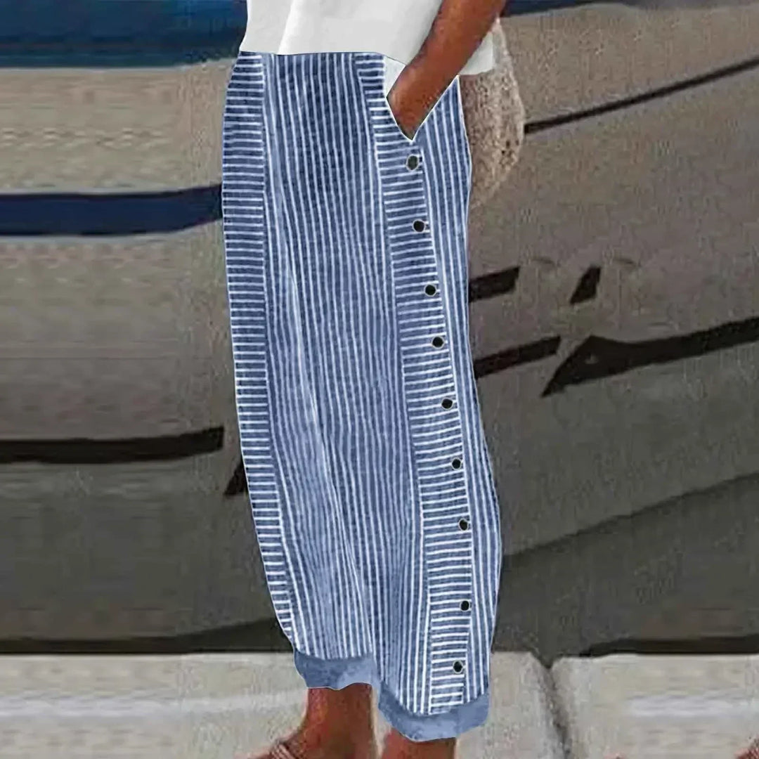 Women's Sharon Striped Button-Up Pants - Breezy Coastal Fit