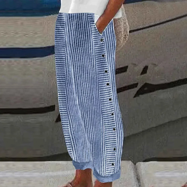 Women's Sharon Striped Button-Up Pants - Breezy Coastal Fit
