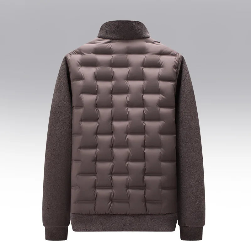 Men's Quilted Jacket – Fleece-Sleeve Insulated Hybrid Layer