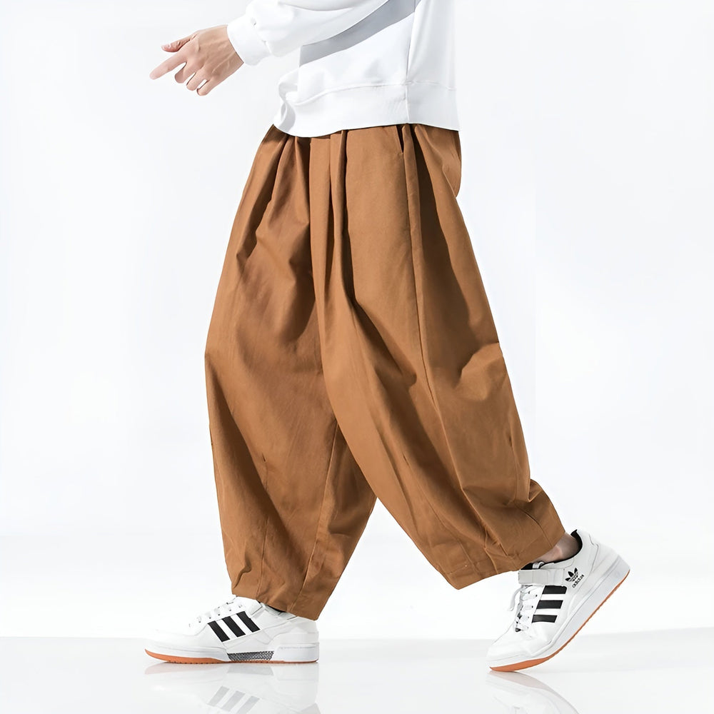 Men's Cotton Sarouel Trousers – Relaxed Pleated Harem Style