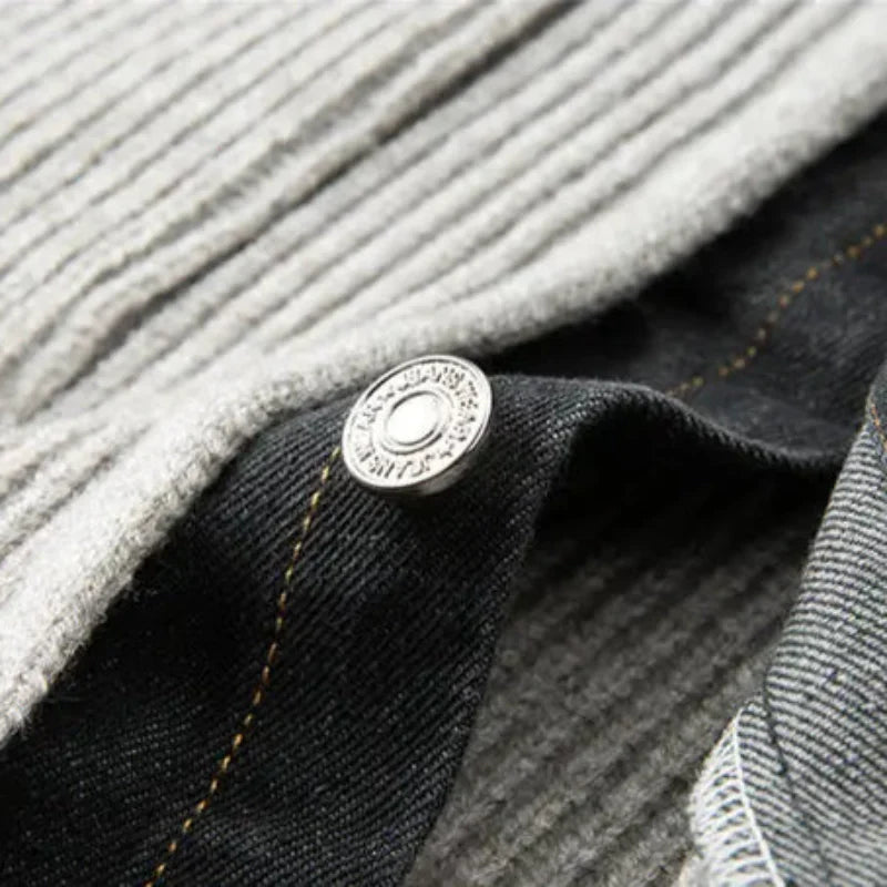Men's Merino Wool Jacket – Denim-Trim Casual Overlayer