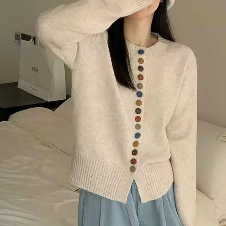 Women's Audrey Multicolor Button Knit Cardigan - Playful & Cozy