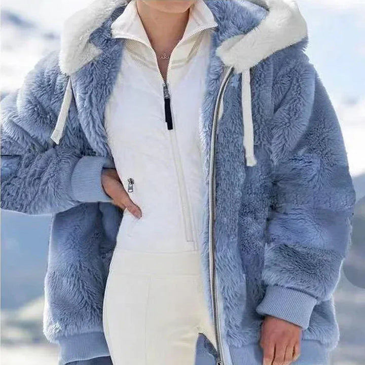 Women's Hooded Cashmere Coat - Elegant Winter Warmth