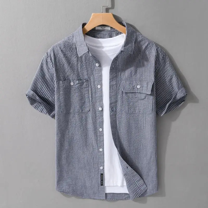 Men's Palermo Striped Shirt – Short Sleeve Casual Button-Up