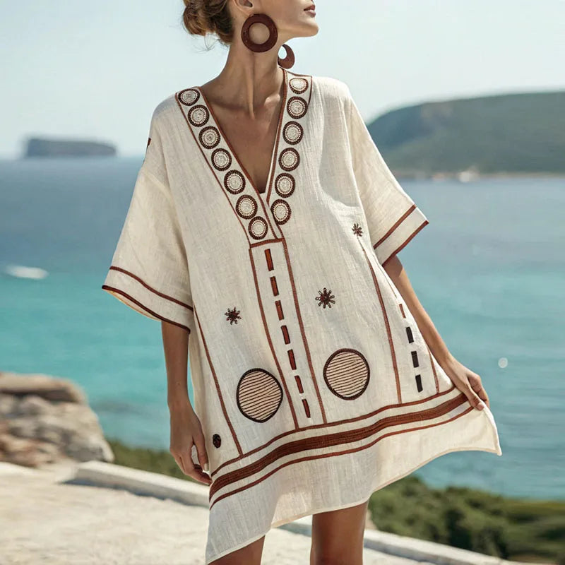 Women's Floral Beach Dress - Elegant & Comfortable for Warm Days