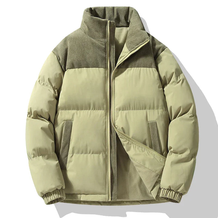 Men's Quilted Corduroy Panel Jacket – Insulated Casual Coat