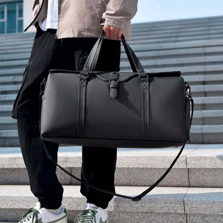 Men's Leather Trim Weekender Duffle - Travel Holdall Bag